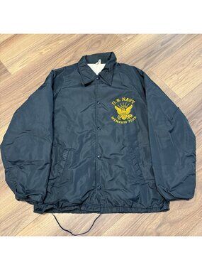 Vintage 80s US Navy Memphis Tenn Jacket Mens Blue Windbreaker Artex Medium
